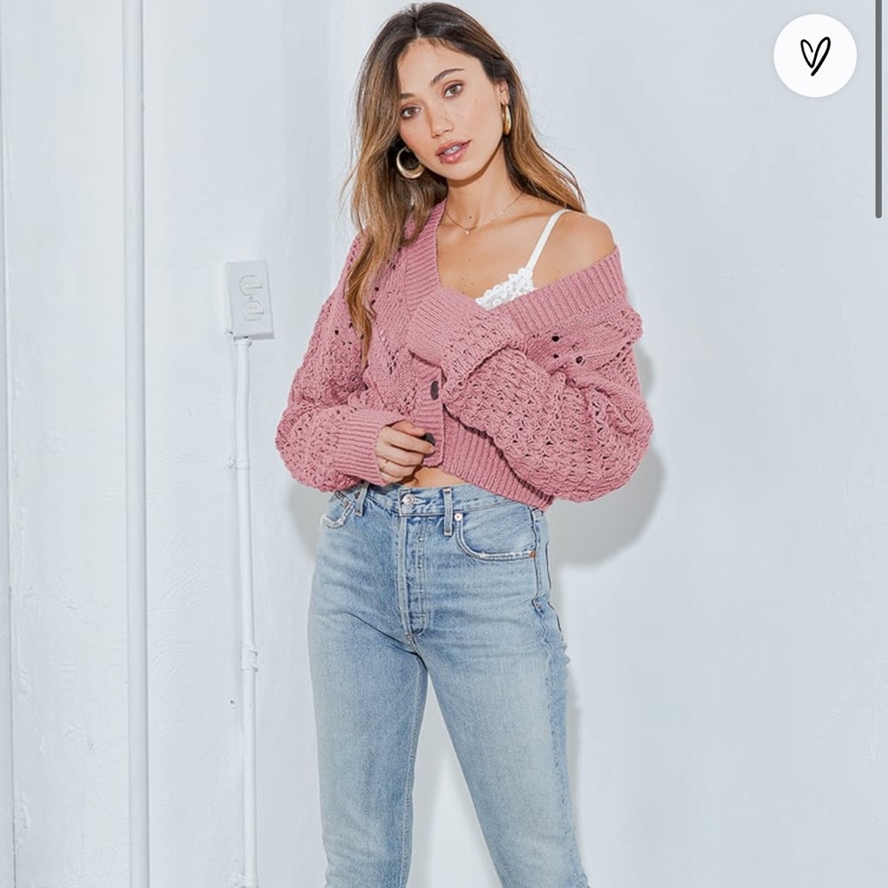 🔥Free People Mauve Chloe Knit Cardigan
